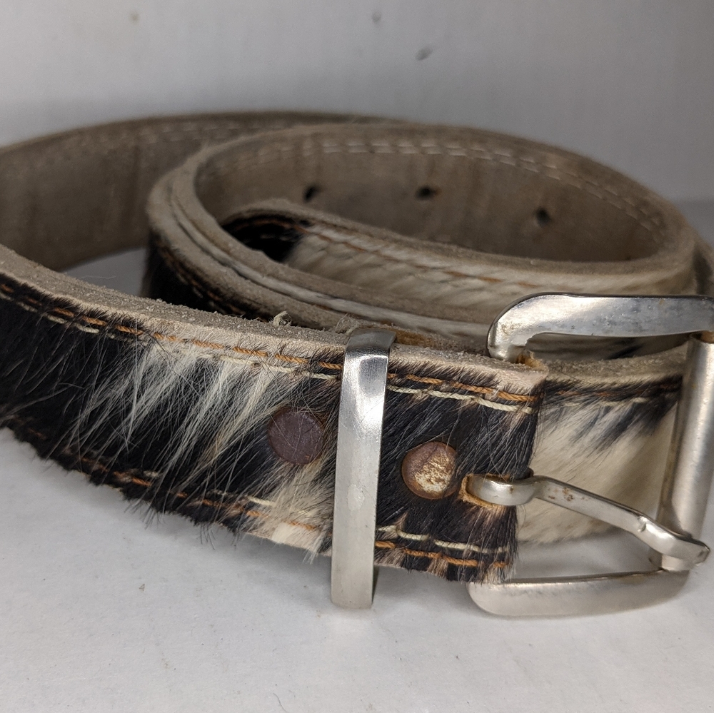 Cow Hair Leather Belt 46"